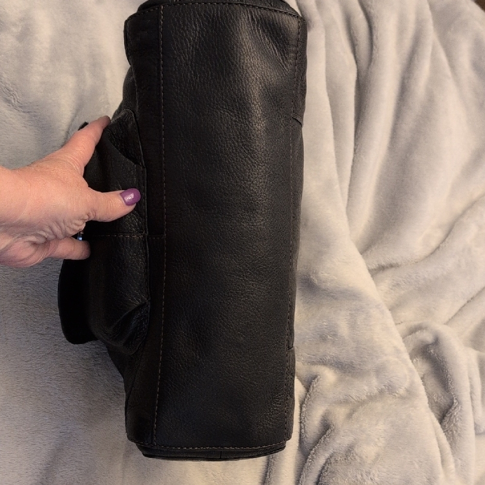 🌼Fossil Set🌼 Black Pebbled Leather Hobo Shoulder Bag & Wallet - Picture 8 of 16
